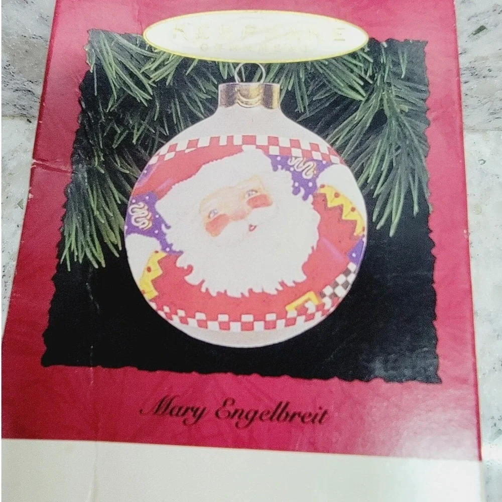 Hallmark Keepsake 1995 Mary‎ Engelbreit Santa Glass Ball Ornament QX2409